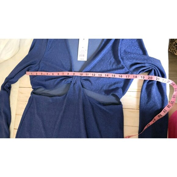 Wild Fable Mini Dress Metallic Bodycon Long Sleeve Cutout Stretch Blue XL NWTD - Picture 6 of 10